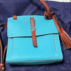 Dooney & Bourke Turquoise and Tan Crossbody Bag